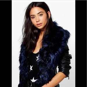 SASKIA BOUTIQUE FAUX FUR TRIM BIKER JACKET